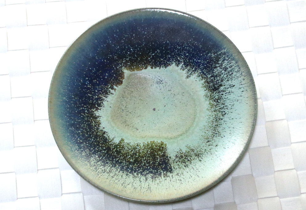 丹波立杭焼6寸皿ペールグリーン&ブルー